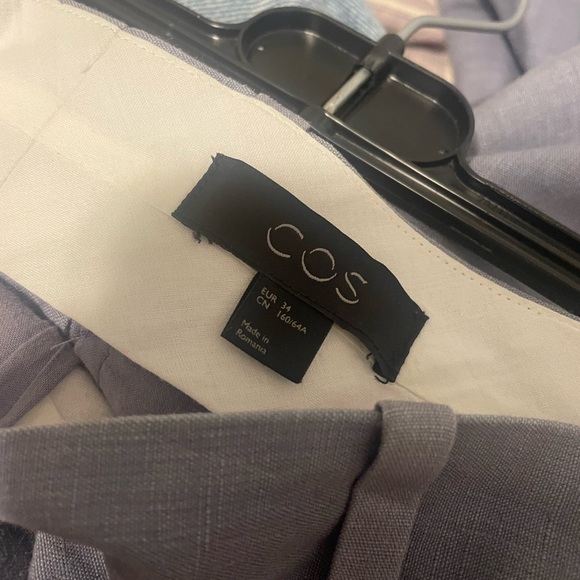 COS lavender-grey high waist wide leg linen pant - Picture 6 of 8